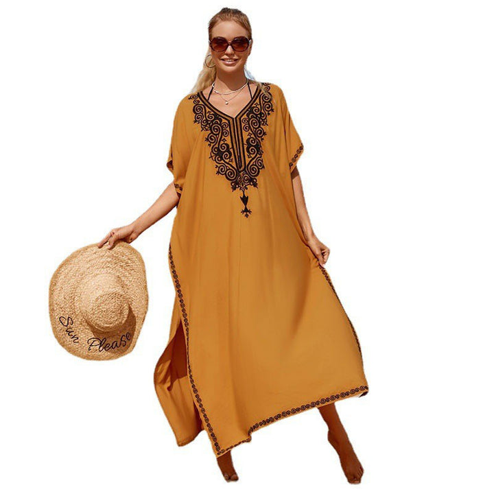 Dame Kaftan med kunstnerisk broderi og sidelange slidser Stilla