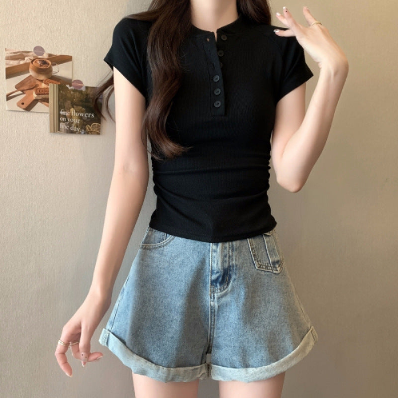 Femme Kortærmet Henley Top Stilla