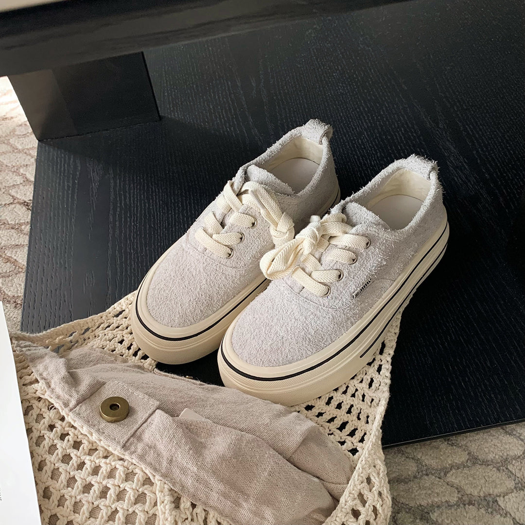 Dame Textureret Plateau Sneakers med Knude Snøring Stilla