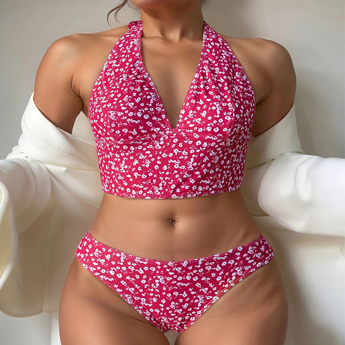 Dame Halterneck Blomster mønster Bikini Sæt Stilla