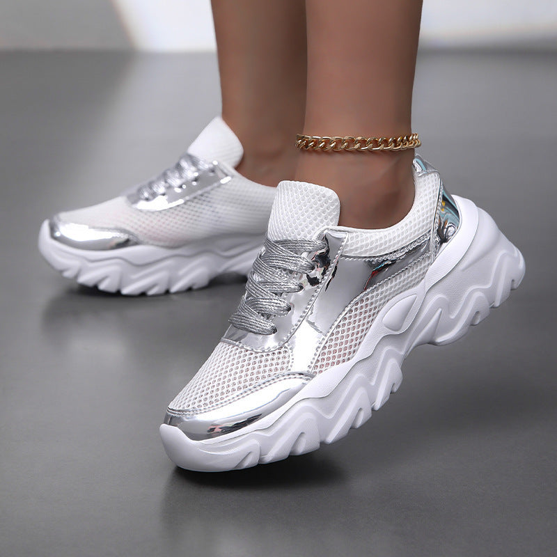 Dame Trendy Metalliske Mode Sneakers Stilla