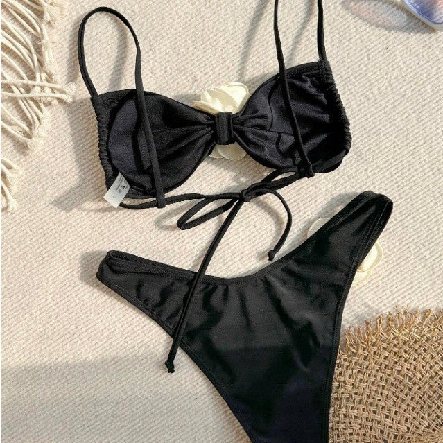 Dame Bandeau-Bikini med blomsterdetaljer Skovae