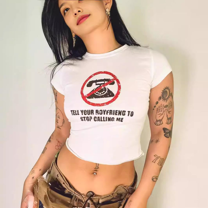 Dame Crop-T-shirt med dit kreative citat Skovae