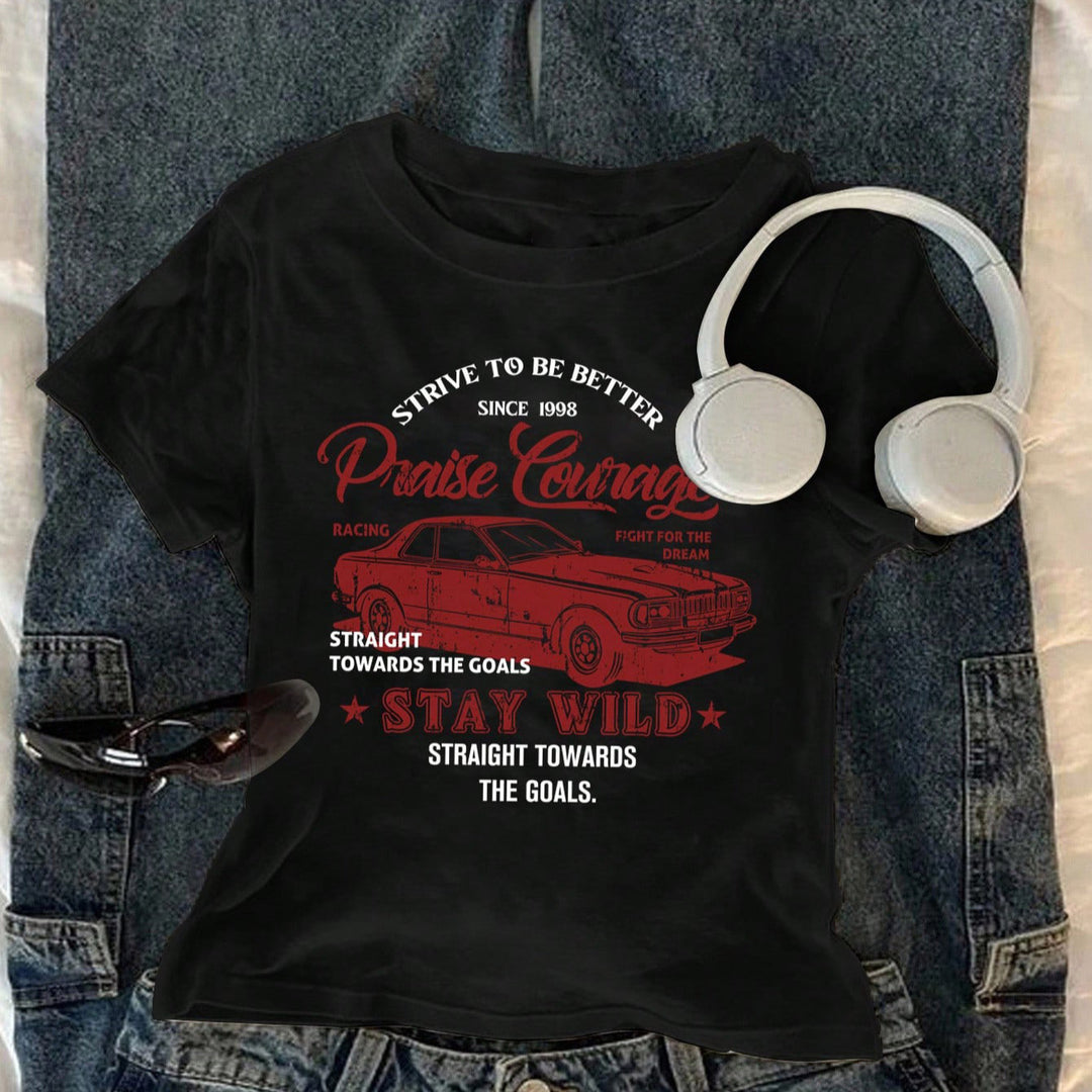 Dame T-Shirt med kreativt tryk og afslappet snit Skovae