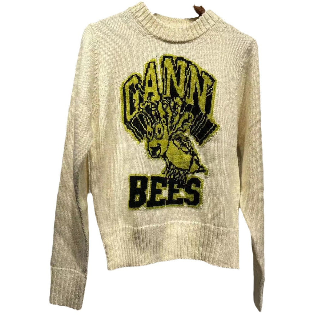 Dame sweater med unikt grafisk strikdesign og kvalitetsmateriale Stilla