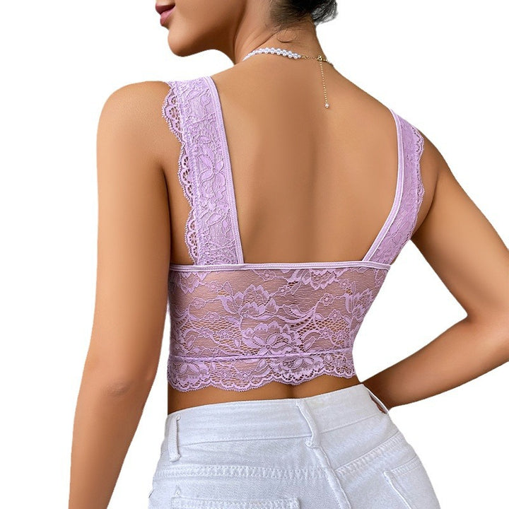 Dame Spids-Bustier-Top med dekorativt snit og fine stropper Stilla