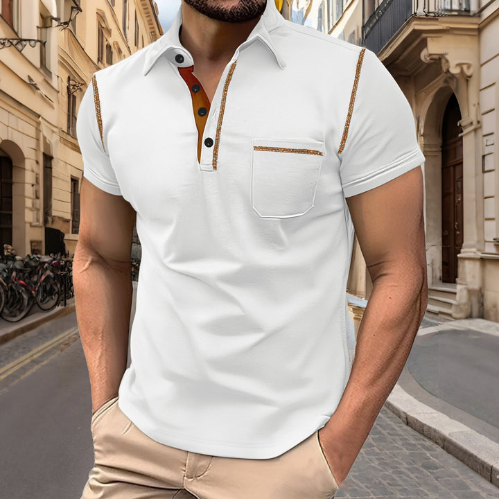 Herrer Elegant Poloshirt med kontrasterende accenter og praktisk brystlomme Stilla