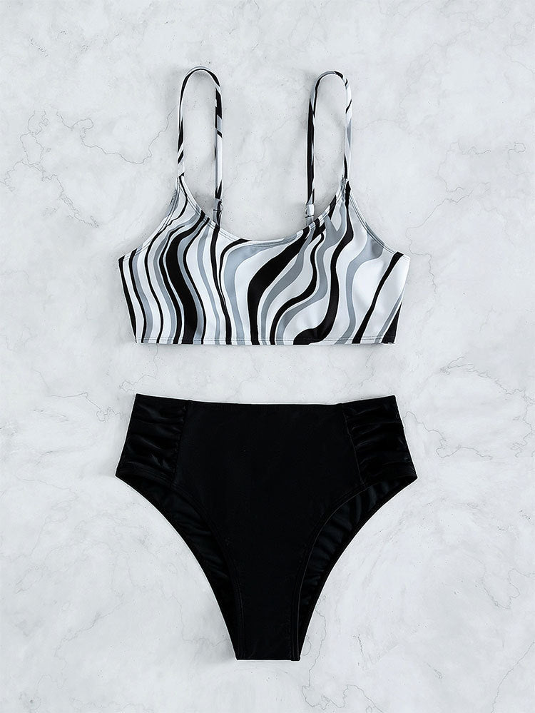Dame Bikini-sæt med elegant bølgemønster Skovae