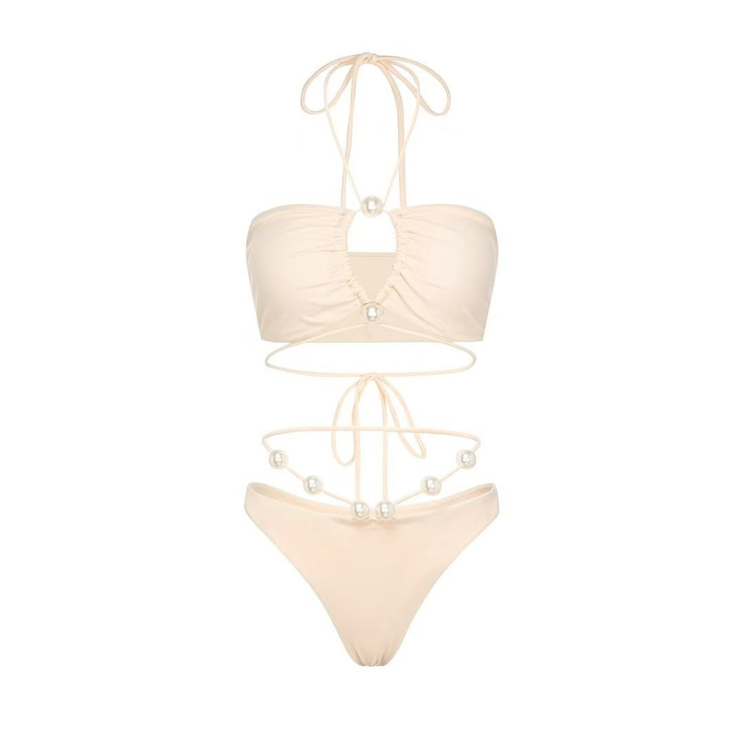 Dame bikini-sæt med forførende knudedesign og elegante perleaccentuer Stilla