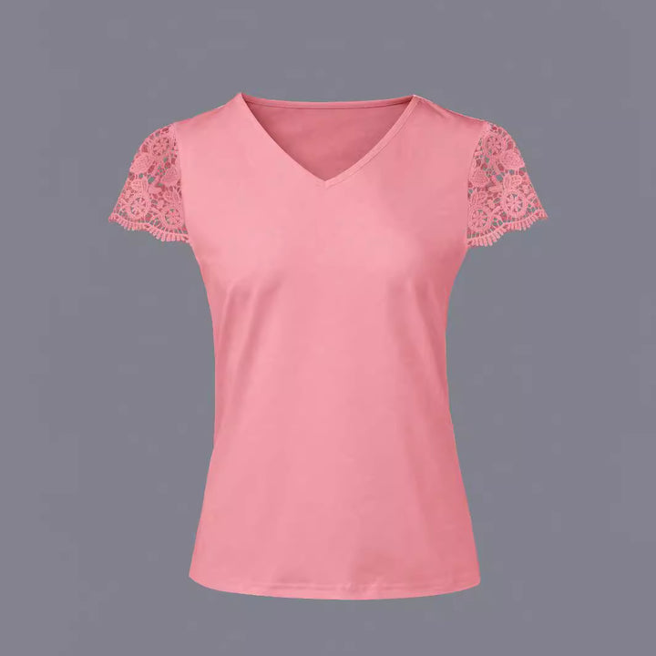 Dame V-hals T-shirt med spidse ærmer Stilla