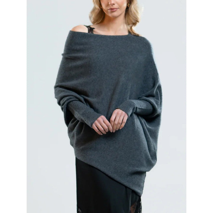 Dame plus size sweater med elegant snit og asymmetrisk detaljer Stilla