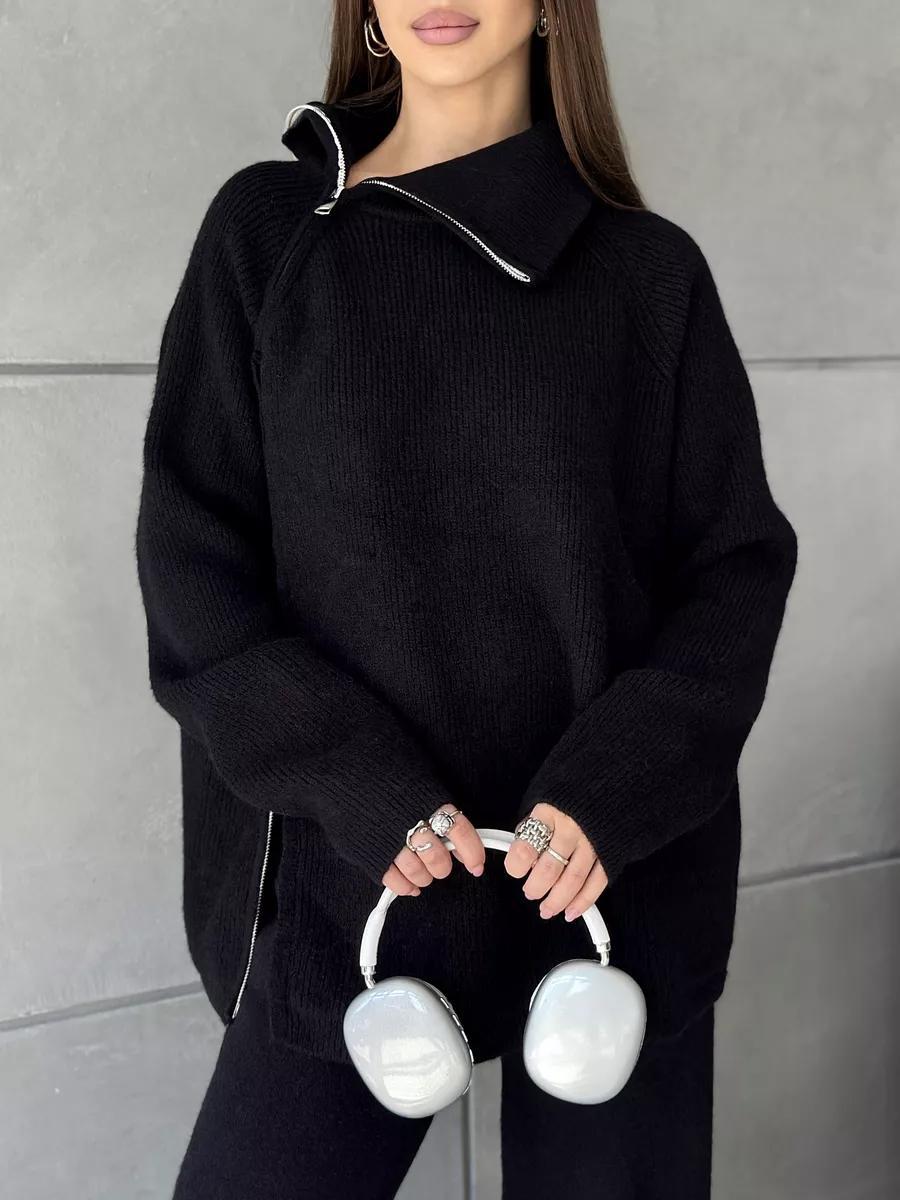 Femme Højkrave Lynlås Strikpullover Stilla