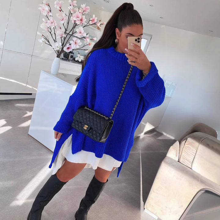 Kvindernes oversized strikket pullover med afslappet snit og bredeskårne ærmer Stilla