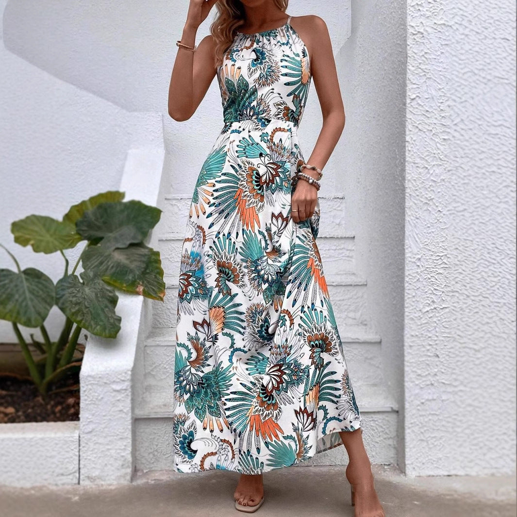 Dame Maxikjole med blomsterdesign og elegant pasform Stilla