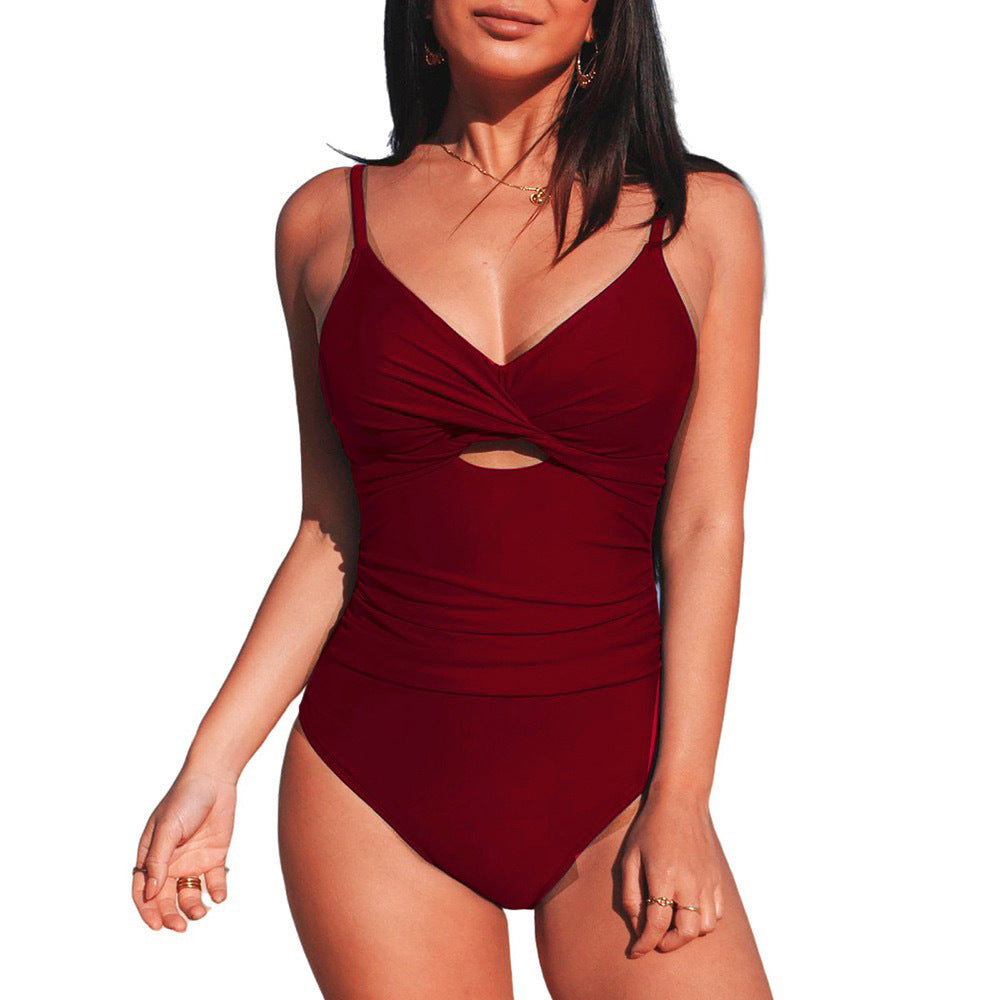 Dame Elegant Énplee-badedragt med moderigtigt cut-out Skovae