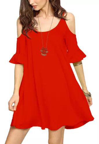 Dame Off-Shoulder Kjole med Ruffle Detaljer Stilla
