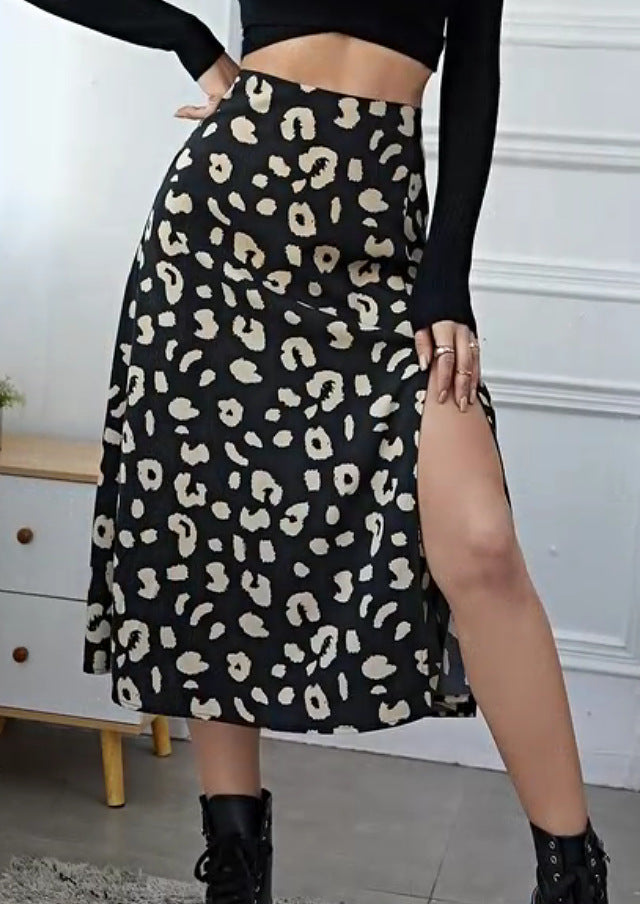 Dame Maxi-nederdel med smart leopardmønster Stilla