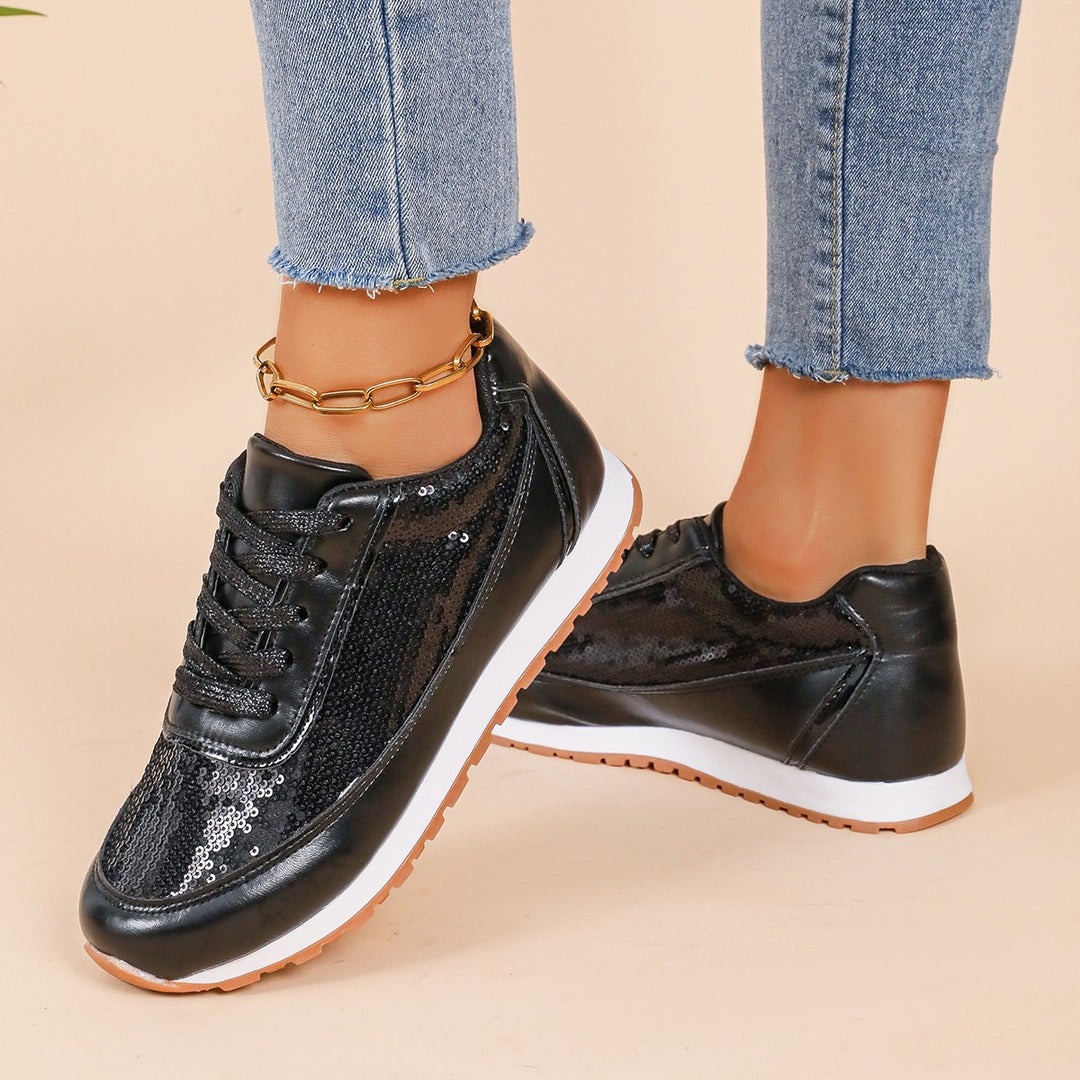 Dame Sneakers med glitrende paljetter og behagelig sål Stilla