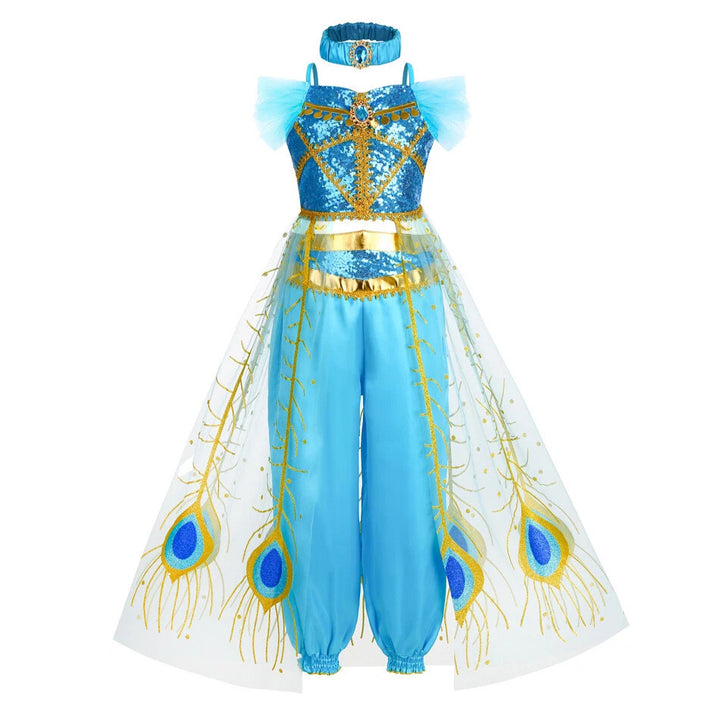 Dame prinsessekostume med glitrende detaljer og funklende tyl Skovae