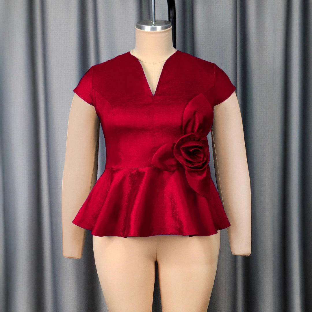 Damer elegant Peplum-overdel med blomsterdetalje Skovae