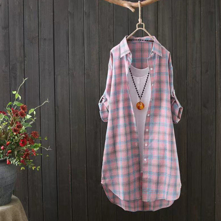 Damer letternettet ternet Button-Up-bluse Stilla