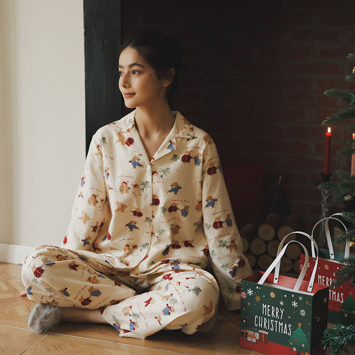 Dame Krammende Nattøj med søde julemotiver Stilla