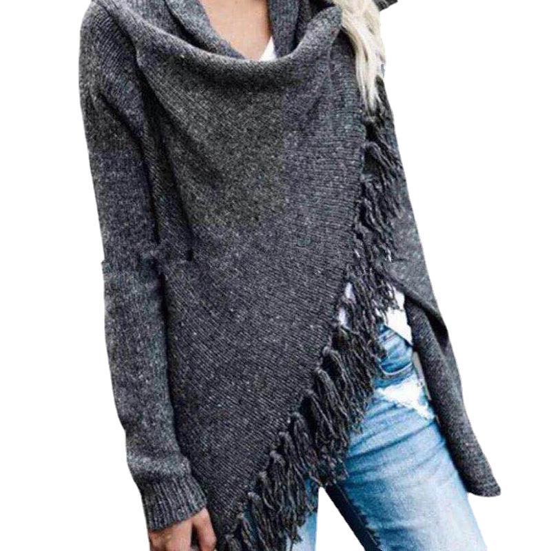 Kvindernes hyggelige poncho med frynser Stilla
