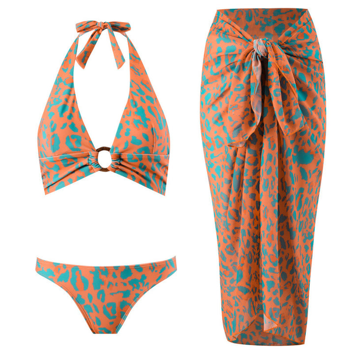 Dame triangel-bikini med legende knude-design og elegant strand nederdel Skovae
