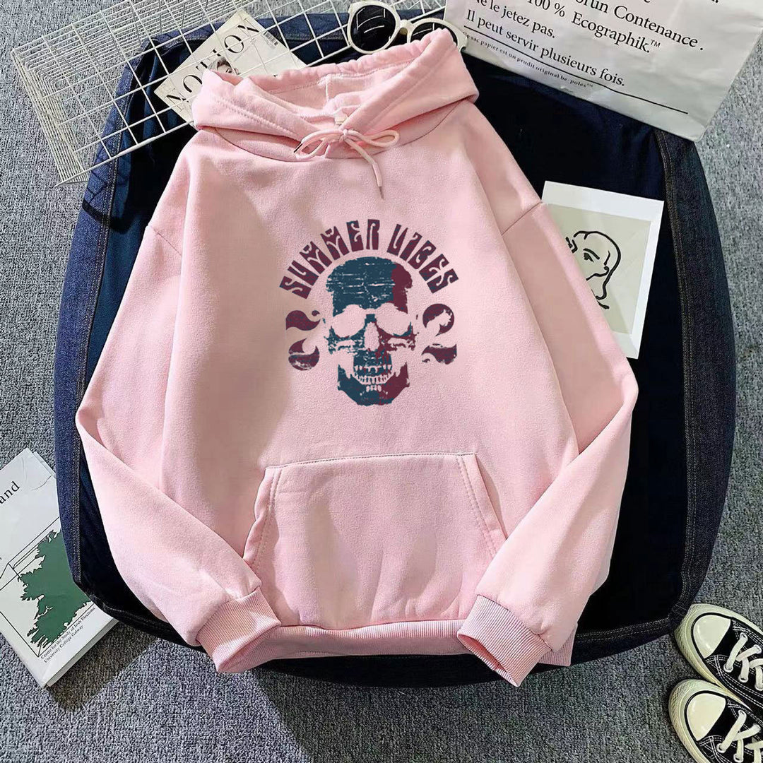 Kvindernes hoodie med kunstnerisk skeletdesign Skovae