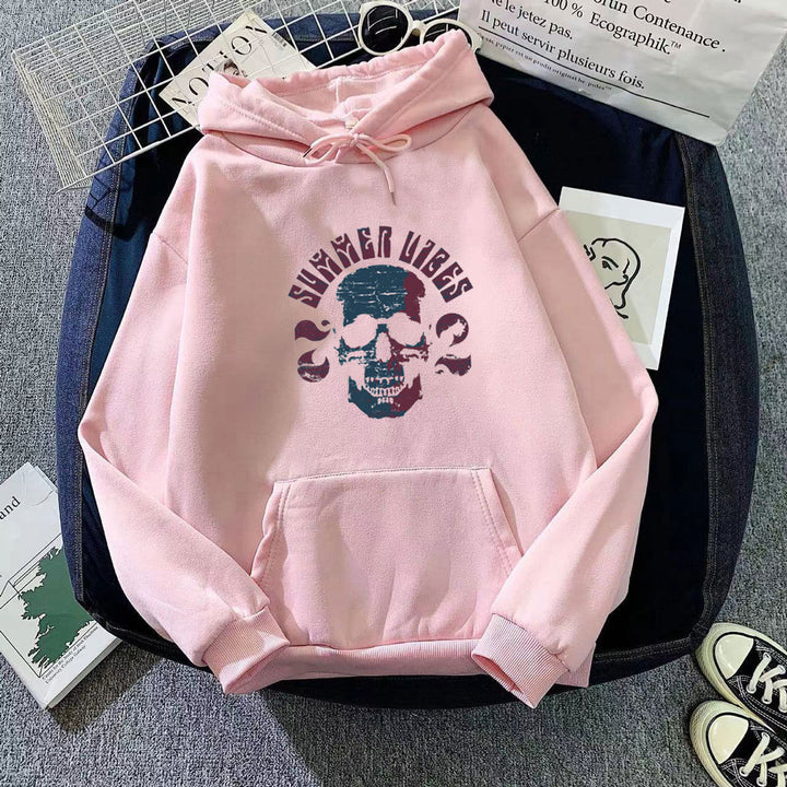 Kvindernes hoodie med kunstnerisk skeletdesign Skovae