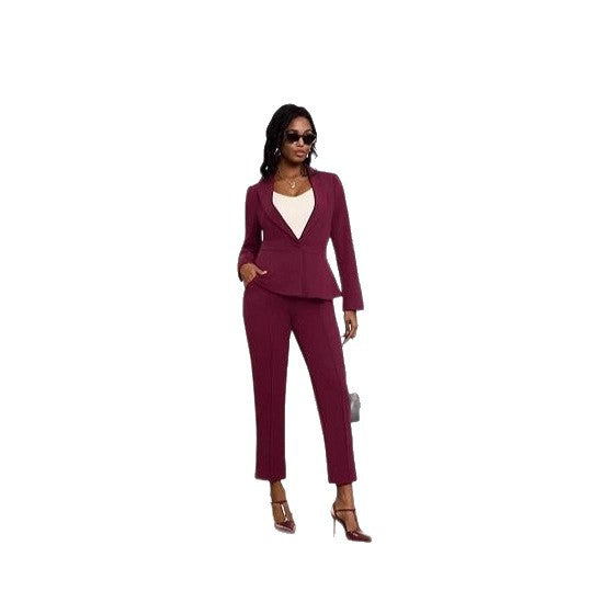 Kvinder elegant peplum blazer og bukser sæt Stilla