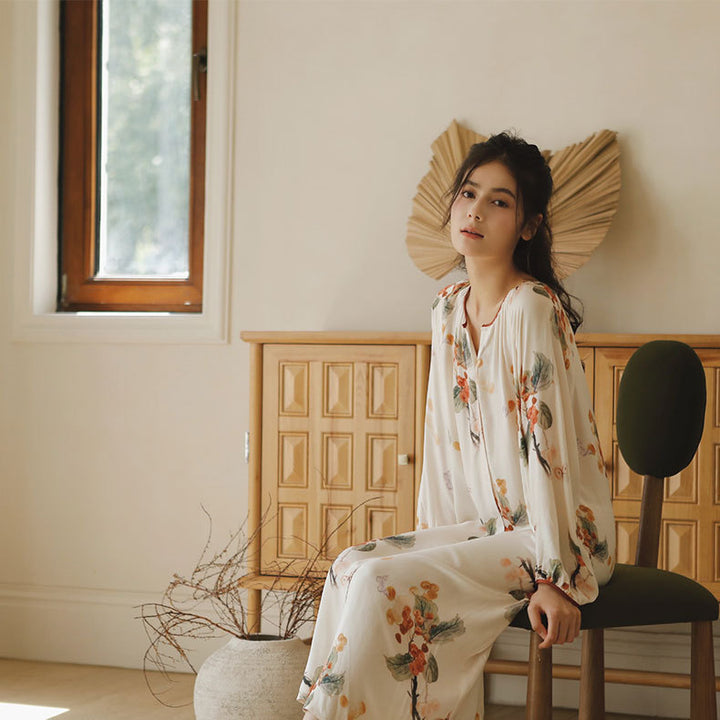 Dame Maxi-kjole med floralt design Stilla
