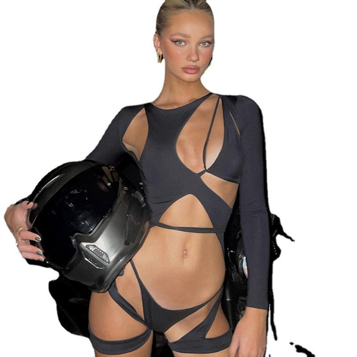 Dame Cut-Out Bodysuit med lange ærmer og sporty design Skovae