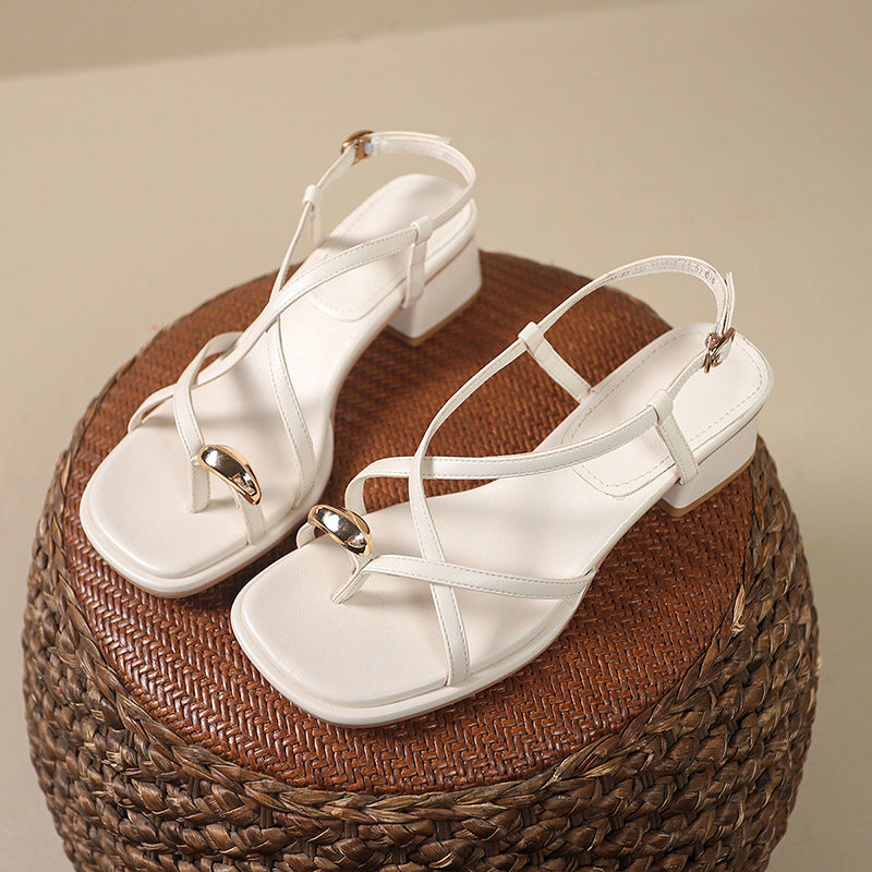 Dame elegante blokhæl slide sandaler Stilla