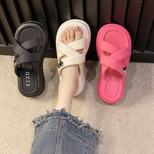 Dame Komfortable Sandaler med krydset remdesign og skridsikker sål Stilla