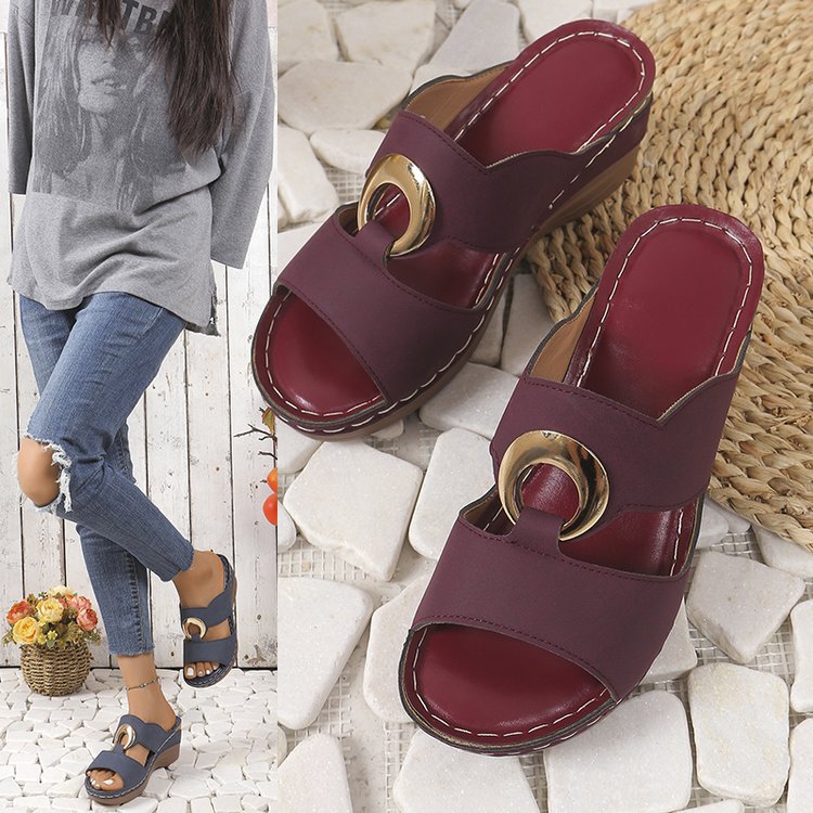 Dame modige Wedge-Pantoletten med elegant rem-design Stilla