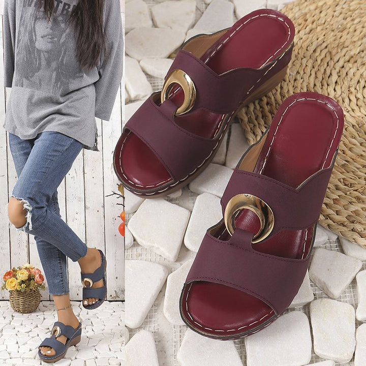 Dame modige Wedge-Pantoletten med elegant rem-design Stilla