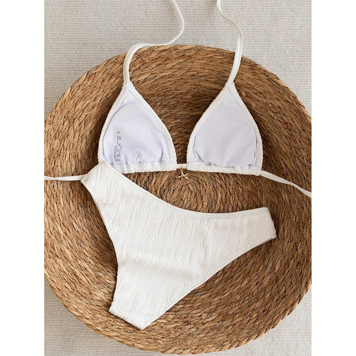 Dame Triangel-Bikini med struktureret top og høj talje Skovae