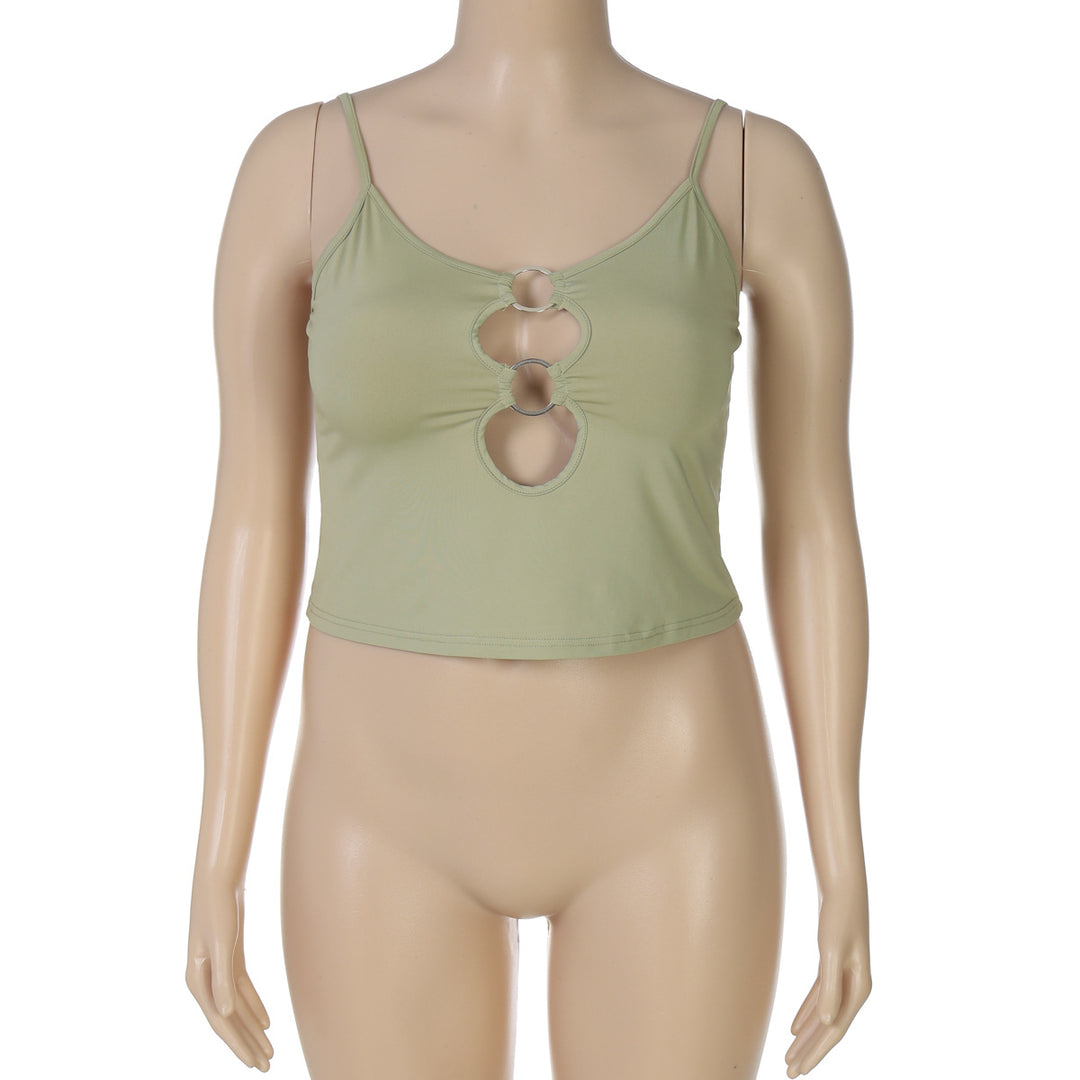 Dame Crop-Top med unik ring-udskæring Skovae