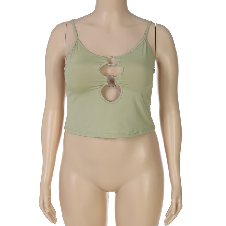 Dame Crop-Top med unik ring-udskæring Skovae
