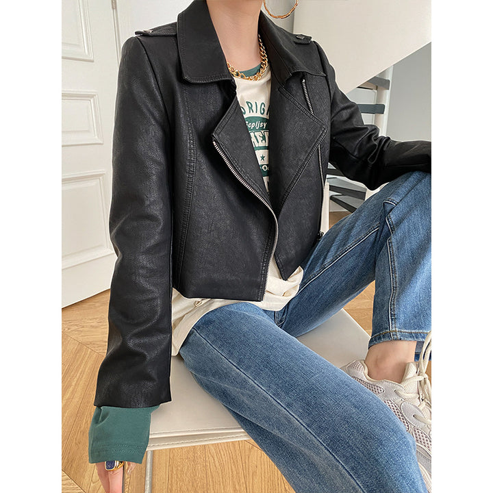 Damer kort jakke i biker stil Stilla