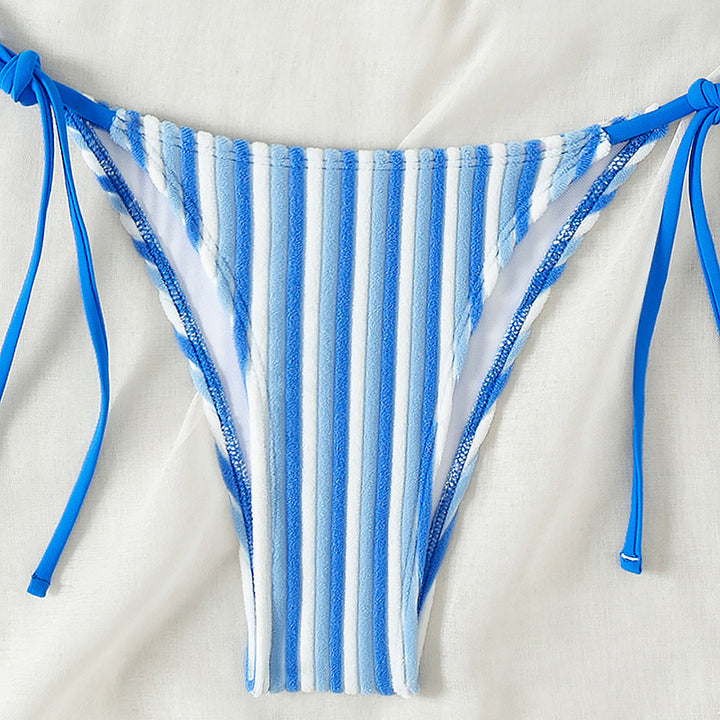 Dame triangel-bikini med justerbare stropper og raffineret stribemønster Stilla