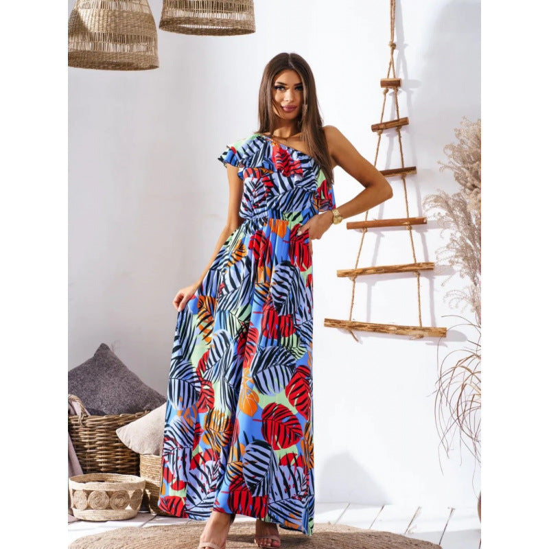 Dame Off-Shoulder Maxikjole med Rynkedetalje Stilla