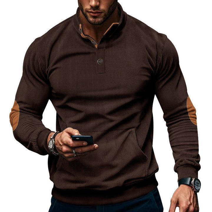Herrer pullover med struktureret design og modige læderdetaljer Stilla