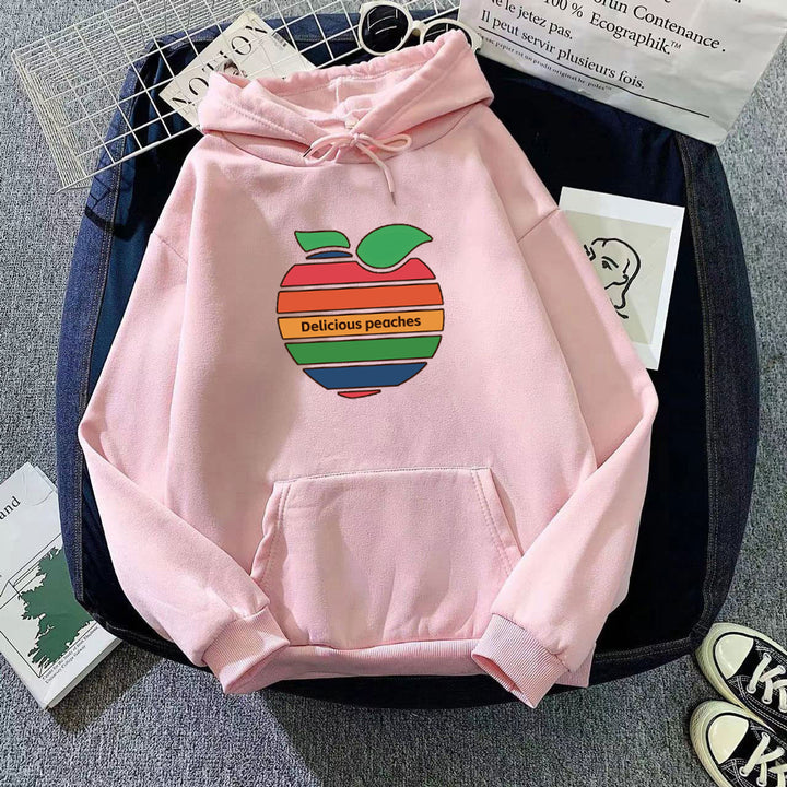 Dame hoodie med glædeligt frugtmotiv Skovae