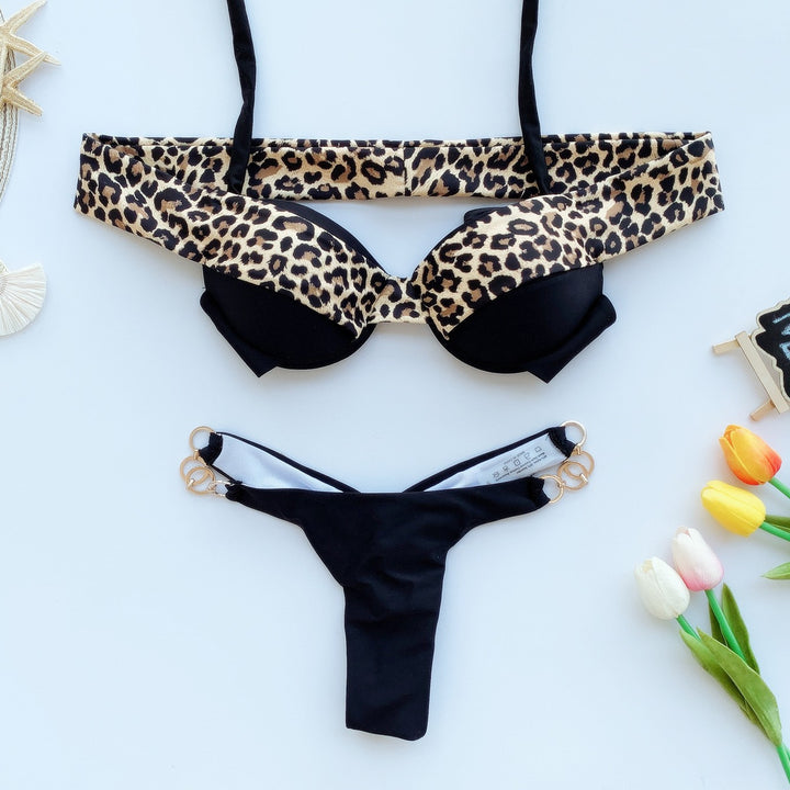 Dame Bikini-sæt med polstrede kopper og trendy dyreprint Stilla