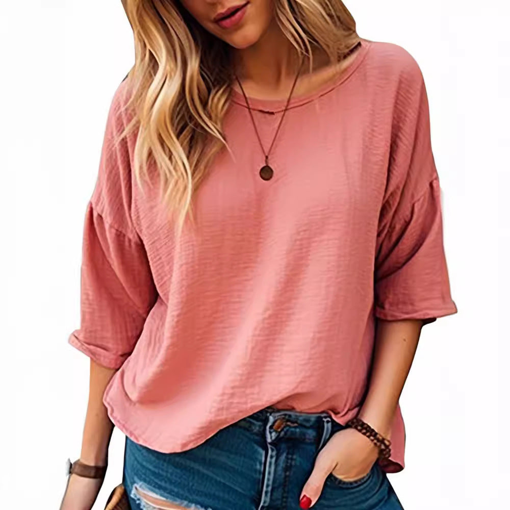 Dame Oversized Langærmet T-shirt lavet af blødt struktureret materiale Stilla