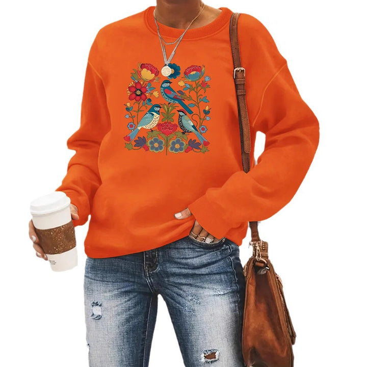 Kvinders sweatshirt med blomsterfuglemotiv og afslappet skæring Stilla