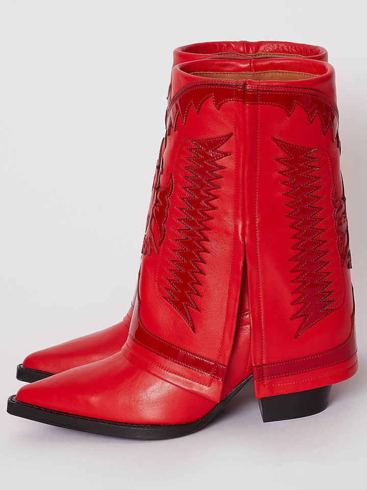 Femme Cowgirl-stil ankelstøvler med broderede detaljer Stilla