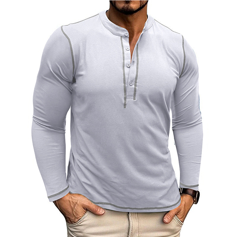 Herrer Langærmet Henley T-shirt med åndbar og elastisk stofteknologi Stilla
